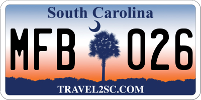 SC license plate MFB026