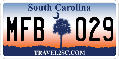 SC license plate MFB029