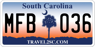 SC license plate MFB036
