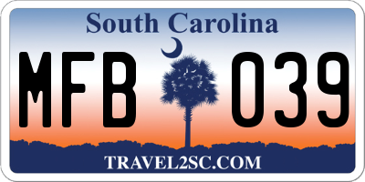 SC license plate MFB039