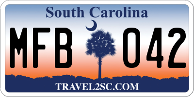 SC license plate MFB042