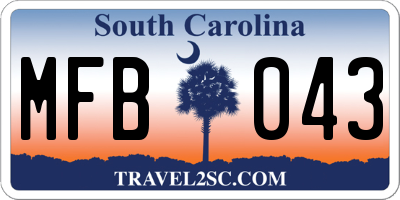 SC license plate MFB043
