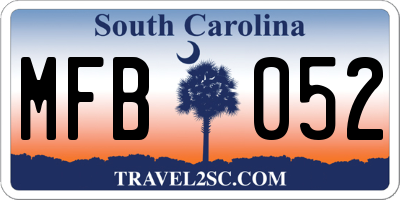 SC license plate MFB052