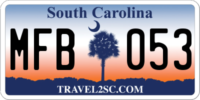 SC license plate MFB053