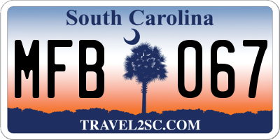 SC license plate MFB067