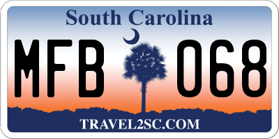 SC license plate MFB068