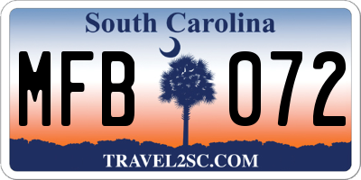 SC license plate MFB072