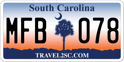 SC license plate MFB078