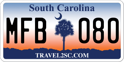 SC license plate MFB080