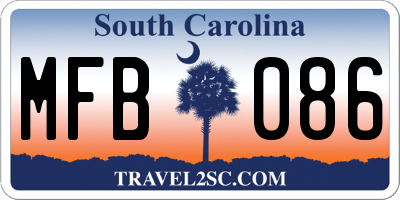 SC license plate MFB086