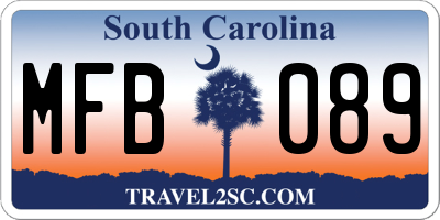 SC license plate MFB089