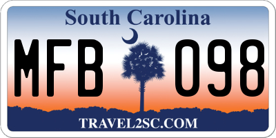 SC license plate MFB098