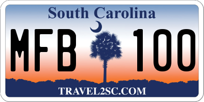 SC license plate MFB100