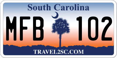 SC license plate MFB102