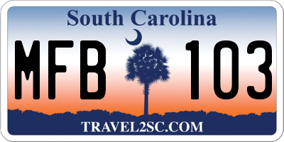 SC license plate MFB103