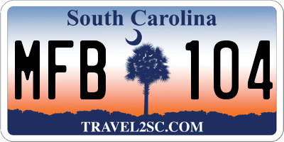 SC license plate MFB104