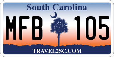 SC license plate MFB105
