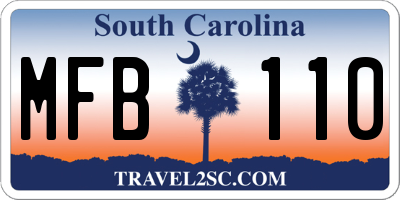 SC license plate MFB110
