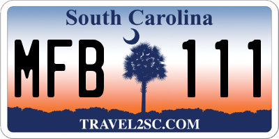 SC license plate MFB111