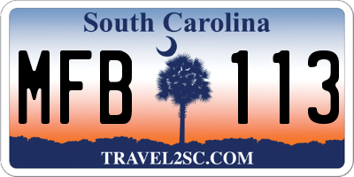 SC license plate MFB113