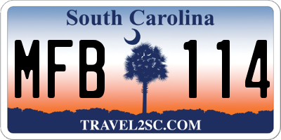 SC license plate MFB114
