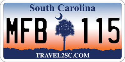 SC license plate MFB115