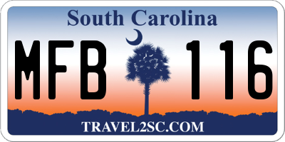 SC license plate MFB116