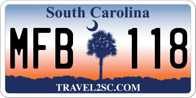 SC license plate MFB118