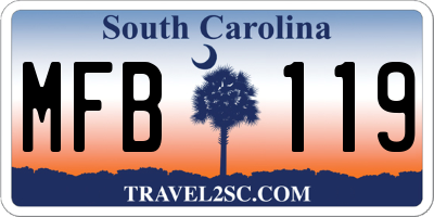 SC license plate MFB119