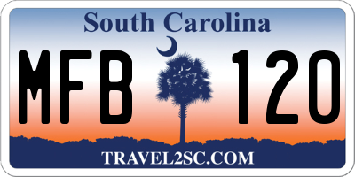 SC license plate MFB120