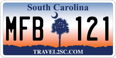 SC license plate MFB121