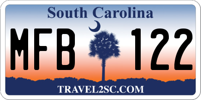 SC license plate MFB122