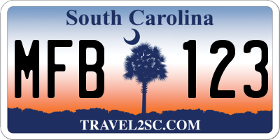 SC license plate MFB123