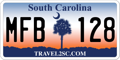 SC license plate MFB128