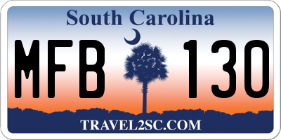 SC license plate MFB130