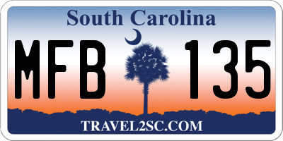 SC license plate MFB135