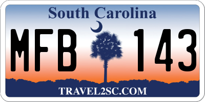 SC license plate MFB143