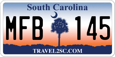 SC license plate MFB145
