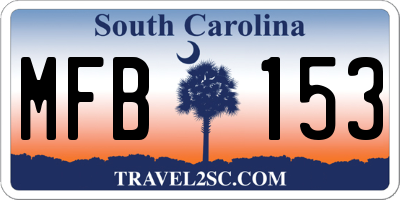 SC license plate MFB153