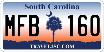 SC license plate MFB160