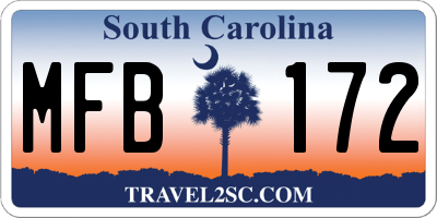 SC license plate MFB172