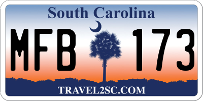 SC license plate MFB173
