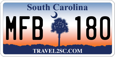 SC license plate MFB180
