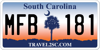 SC license plate MFB181