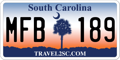 SC license plate MFB189