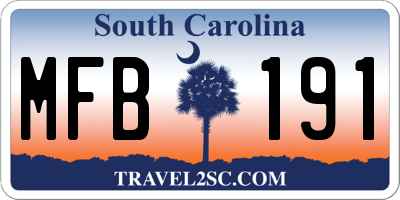 SC license plate MFB191