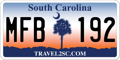 SC license plate MFB192