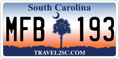 SC license plate MFB193