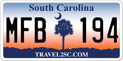 SC license plate MFB194