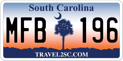 SC license plate MFB196